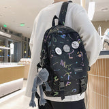 Weiyinxing Women Men Graffiti College Bag Cool Male Ladies Travel Backpack Girl Boy Laptop Student Bag Trendy Female Backpack Nylon