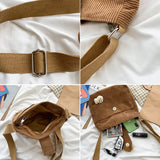 Weiyinxing Winter Fashion Women Bags Corduroy Mini Phone Pouch Classic Messenger Bag Solid Color Simple Shopping Crossbody Pack