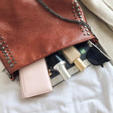 Weiyinxing Rivet Crossbody Bags For Women Soft Pu Leather Bucket Bags Female Chain Bag Daily Travel Tote Bags bolsa feminina