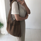 weiyinxing hollow woven women shoulder bags designer knitting handbags large capacity tote summer beach bag big purses shopper sac