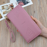 Weiyinxing Womens Wallets and Purses PU Leather Wallet Female Wristband Leaf Print Long Women Purse Large Capacity Bag Women Wallet