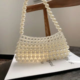 Weiyinxing Brand Hand-woven Pearl Bags Lady Beaded Shoulder Bag Women Party Vintage Handbag Ins Small Bag Cross body Bag