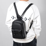 Weiyinxing Fashion Men Leather Backpack Small Shoulder Bags for Male High Quality Pu Mini Crossbody Bag Black New Designer Travel Bag