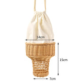 weiyinxing Ice Cream Shape Rattan Bag Designer Hollow Wicker Women Shoulder Bags Handmade Woven Summer Crossbody Bag Chic Small Purse