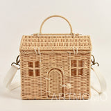 weiyinxing House Shape Rattan Women Handbags Wicker Woven Shoulder Crossbody Bags Funny Summer Beach Straw Bag Handmade Travel Bag