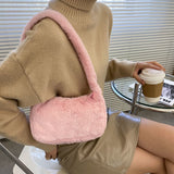 Weiyinxing Design Women Soft Plush Hobos Shoulder Bags Winter Furry Ladies Clutch Purse Handbag Fashion Female Underarm Bag