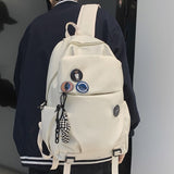 Weiyinxing Women Men Nylon Badge College Backpack Fashion Lady Male Travel Bag Girl Boy Drawstring Backpack Female Laptop Student Bags