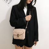 weiyinxing Handmade Woven Crossbody Bag for Women Designer Knitting Chains Shoulder Bag Casual Lady Small Flap Female Purses 2023