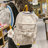Weiyinxing Girl Waterproof Cute Bow School Bag Trendy Ladies Cotton Backpack Women Kawaii Backpack Travel Female Laptop College Bag