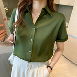 Weiyinxing Summer Short Sleeve Blouse Women Blusas Mujer De Moda 2023 Verano Turn Down Collar Chiffon Blouse Shirt Women Tops E704