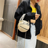 Weiyinxing women pu leather basketball bag 2023 new ball purses for teenagers circular shoulder bags female crossbody chain bag