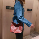 Weiyinxing Rivet Crossbody Bags For Women Soft Pu Leather Bucket Bags Female Chain Bag Daily Travel Tote Bags bolsa feminina