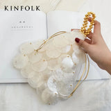 Weiyinxing shell bags for women luxury evening sequins handbags lady mini chain shoulder bag designer girl pearl pendant crossbody bag