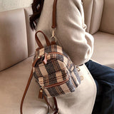 weiyinxing 2023 Winter Plaid Nylon Women Backpack New Korean Students Small Schoolbag Campus Stripe Style Fashion Girls Travel Bags