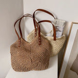 weiyinxing Large Capacity Straw Tote Bag Hollow Woven Women Shoulder Bags Summer Beach Lady Handbag Big Shopper Bag Travel Sac 2023