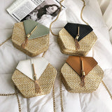 weiyinxing rattan women shoulder bags chic hexagon wicker woven crossbody bag lady summer beach straw bags handmade small purses