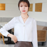 Weiyinxing Women Blouses Long Sleeve Blouse Women Blusas Mujer De Moda 2023 Elegantes V-Neck Chiffon Blouse Shirt Tops Women Blusas E638