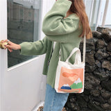 Weiyinxing Ladies Canvas shoulder Diagonal Bags small Square Bag Korean original design Mobile Phone Package Totes Shopping Handbags