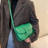 Weiyinxing Color Simple Women Saddle Bag Green PU Leather Crossbody Shoulder Bags 2023 Winter Fashion Luxury Women Handbags and Purse