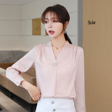 Weiyinxing Women Blouses Long Sleeve Blouse Women Blusas Mujer De Moda 2023 Elegantes V-Neck Chiffon Blouse Shirt Tops Women Blusas E638