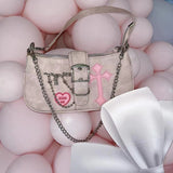 Weiyinxing Cool Women's Underarm Bag Hot Girls Pink Shoulder Bags Messenger Bag Retro Design Female Chain Purse Armpit Handbags