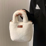 Weiyinxing Lamb Wool Women's Small Bucket Bags Winter Fashion Ladies Plush Shoulder Crossbody Bag Soft Furry Purse Female Handbags