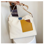 Weiyinxing Designer Handbag Large-capacity Canvas Panel Color Contrast Shoulder Bags Vintage Versatile Fashion Buckle Underarm Bag