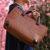 Weiyinxing Straw Bag Retro Rattan Straw Women Handy Beach Bag Simple Art Weaving Bag bolso mujer bandolera bolsas Fashion Bag