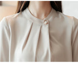 Weiyinxing Mujer De Moda 2023 Blouse Women Long Sleeve Women Blouses Shirts Stand Collar Chiffon Blouse Shirt Women Tops Blusa B989