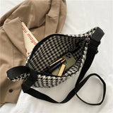 Weiyinxing Houndstooth Crossbody Bags Women Ins All Match Zipper Hobos Basic Stylish Shoulder Female Street Chic Simple Teenagers