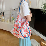 Weiyinxing New Style Fashion Vintage Floral Cotton Fabric Shoulderbage for Women Large Casual Capacity Shopping Tote Bags Hand Bag