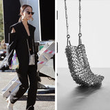 weiyinxing Silver Metal Sequins Women Shoulder Bags Designer Metallic Chains Crossbody Bag Luxury Evening Party Small Purses 2023