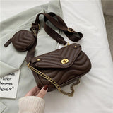 Weiyinxing PU Leather Shoulder Bag For Women 2023 new purse and Handbags Female Travel Crossbody Bag ladies chain Sling bag 2 PCS/SET