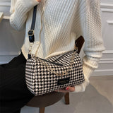 Weiyinxing Chain Houndstooth Shoulder Crossbody Bags Woolen Cloth Luxury Designer Women 2023Winter Handbags and Purse Branded Bolsa