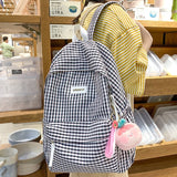 Weiyinxing Cute Laptop Plaid Fashion Teen Female Travel Book Bag Student Trendy Women Lattice College Backpack Girl Leisure School Bag