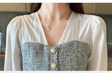 Weiyinxing Mujer De Moda 2023 Blouse Women Long Sleeve Women Blouses Shirts V-neck White Chiffon Blouse Shirt Women Tops Blusa C518