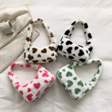 Weiyinxing Women's Fashion Plush Mini Bag Soft Plush Pillow One Shoulder Underarm Bag High Quality Love Print Contrast Handbag