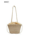 Weiyinxing Straw Bucket Bag For Women 2023 Summer Trendy Weave Brand Beach Basket Top Handle Handbags Fashion Simple Shoulder Bags Tote