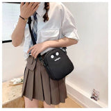 Weiyinxing White Funny Cute Ghost Kawaii Women Canvas Bag Cartoon Harajuku Chic Ins Shopper Bag Women Shoulder Bags Large Capacity
