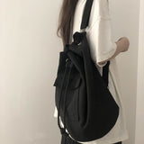 Weiyinxing ins spring 2023 with pocket canvas drawstring bucket bag inclined span single shoulder high-capacity men and women