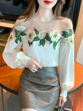 Weiyinxing Blouses Femme Long Sleeve Blouse Women Blusas Mujer De Moda 2023 Women Tops O-Neck Chiffon Blouse Shirt Tops Women E775