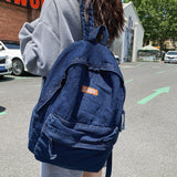 weiyinxing Canvas Vintage College Backpack Women Laptop Denim School Backpack Fashion Girl Travel Bookbag Ladies Leisure Kawaii Bag