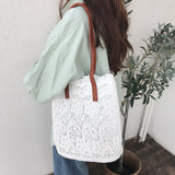 Weiyinxing Summer New Korean Mori Lace Beautiful One Shoulder Handbag Ladies Large Capacity Bucket Shopping Bag fashion bags