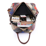 Weiyinxing Small Women Backpack Luxury Vintage Leather Female Rucksack College Patchwork Color Backpack Travel Bagpack