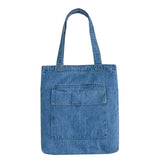 Weiyinxing Large Capacity Women Shoulder Bags Wild Casual Handbag Street Canvas Denim Shoulder Bag Solid Color Zipper Shopping Bag