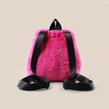 weiyinxing Pluffy Backpacks for Women Designer Rose Red Soft Plush Back Packs for Teenage Girls Luxury Faux Fur Female Bags Winter