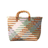 weiyinxing Bamboom Handle Rattan Women Handbags Wicker Woven Basket Bag Handmade Summer Beach Straw Bag Casual Small Tote Purses