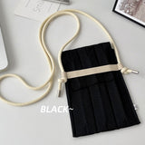 Weiyinxing Knitting Small Crossbody Bags Women Organ Pleated Mini Shoulder Messenger Bag Ladies Foldable Long Straps Phone Purse