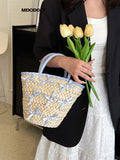 Weiyinxing Capacity Straw Woven Bucket Handbag For Women Cute Luxury Design New Purse Summer Holiday 2023 Casual Trendy Ladies Wallet