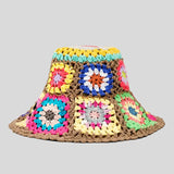 Weiyinxing paisley Crochet hat for women bohemian Knitted bucket hats national Straw sun hat for girls summer beach bali hats 2023